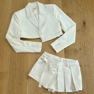 Camila Coelho Crop Blazer & Skort Set Harper Size XS Cream Off White